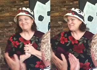 Carol Worthey (accepting applause)