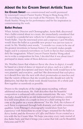 Ice Cream Sweet Ballet Program